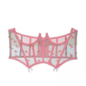 For Love & Lemons Garden Party Mesh Underbust Corset Cupless Bra Sz M NWT VS